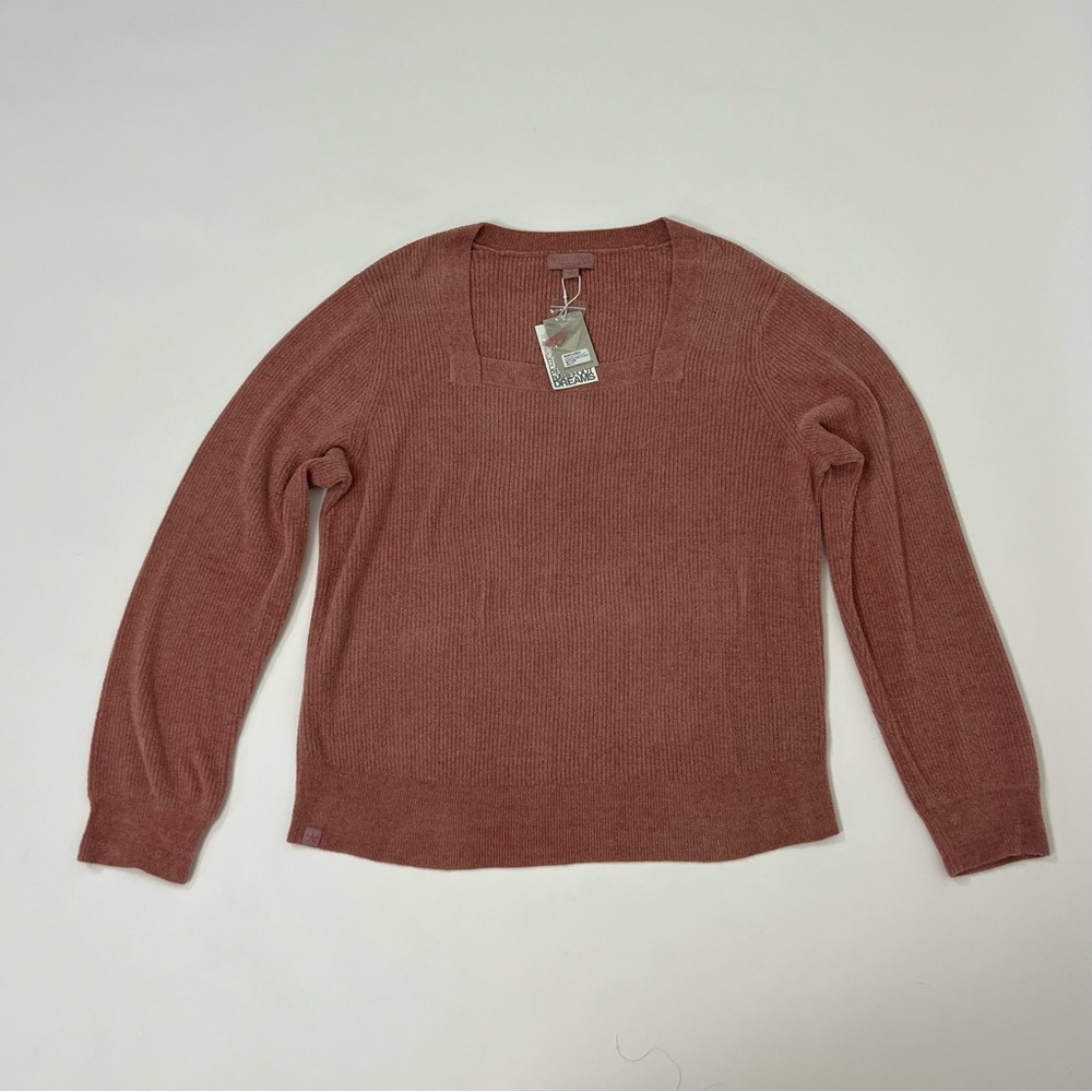 Cozy chic ultralight square neck ribbed pullover top by barefoot dreams